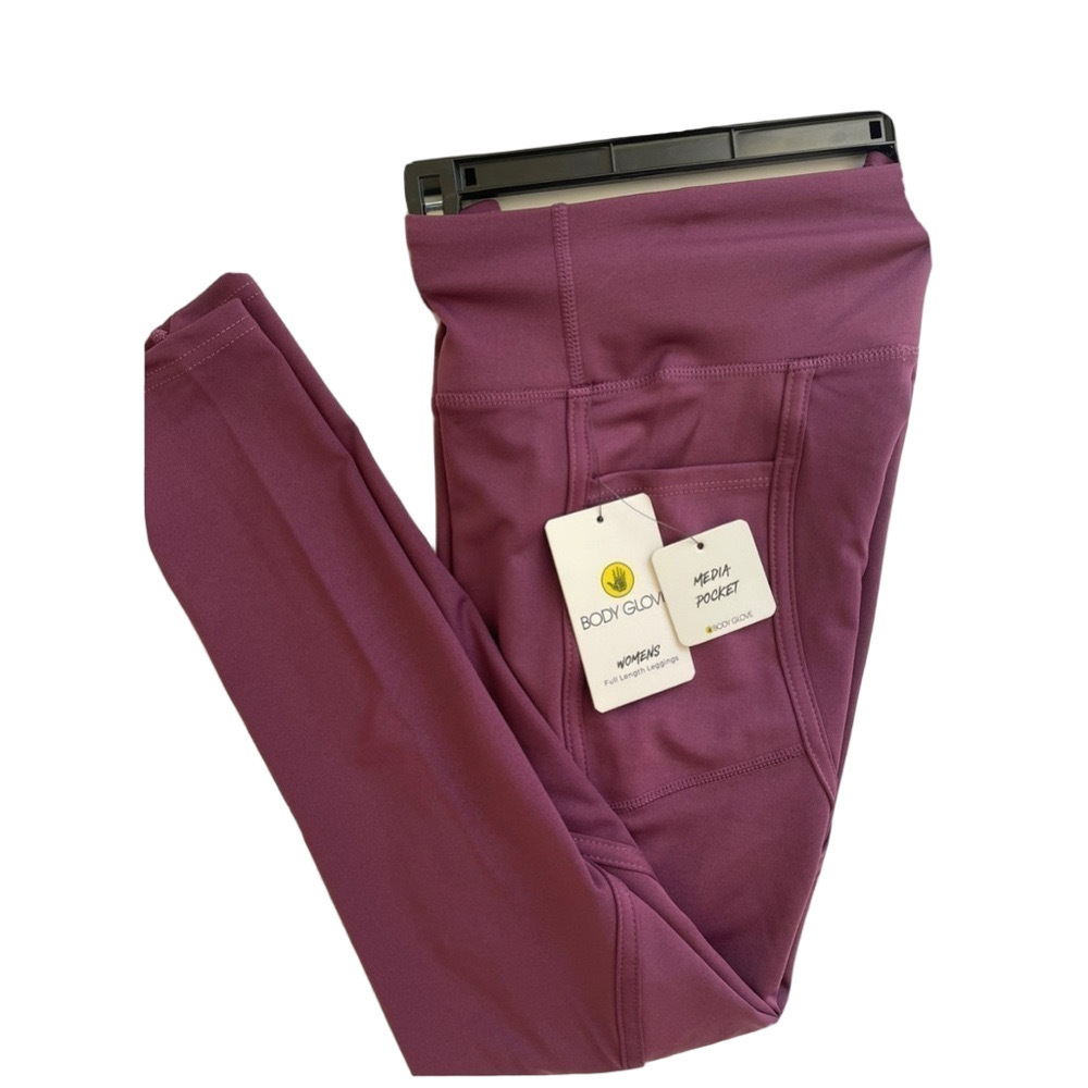 Body Glove Purple Burgundy Full Length Leggings Media Pocket
